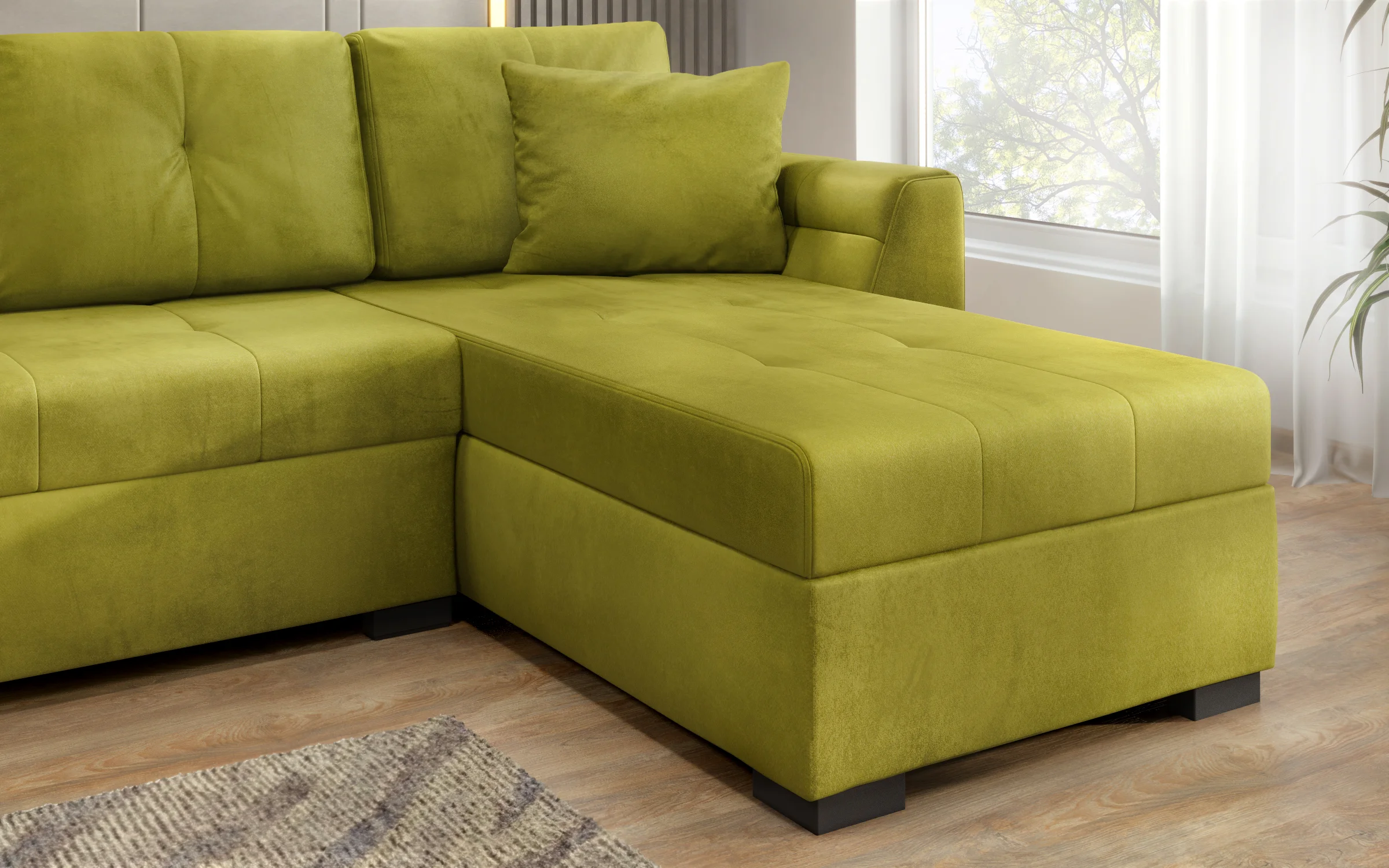 Contemporary Lime Green Sectional Sofa interior 3D visualization - detail 4