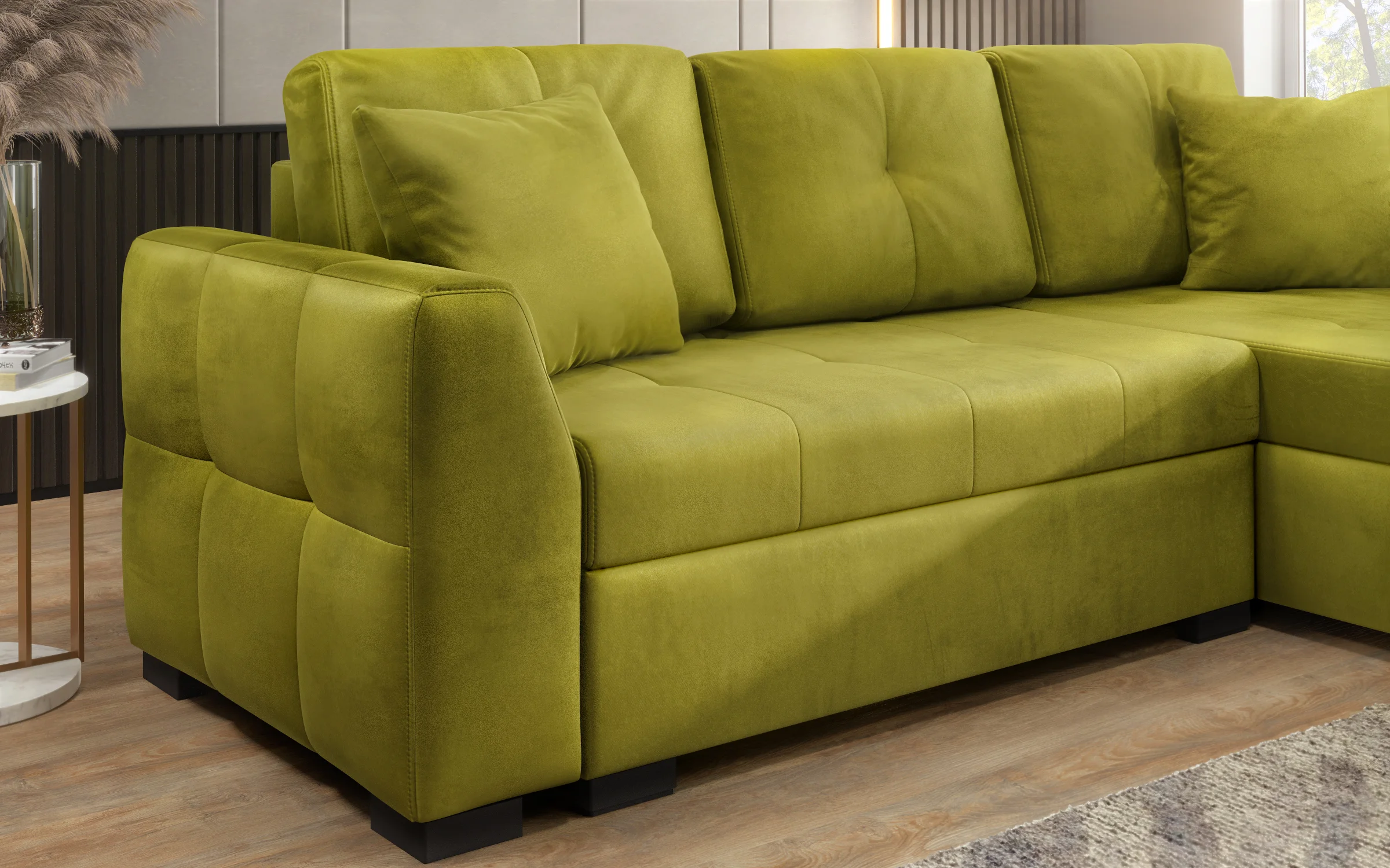 Contemporary Lime Green Sectional Sofa interior 3D visualization - detail 3