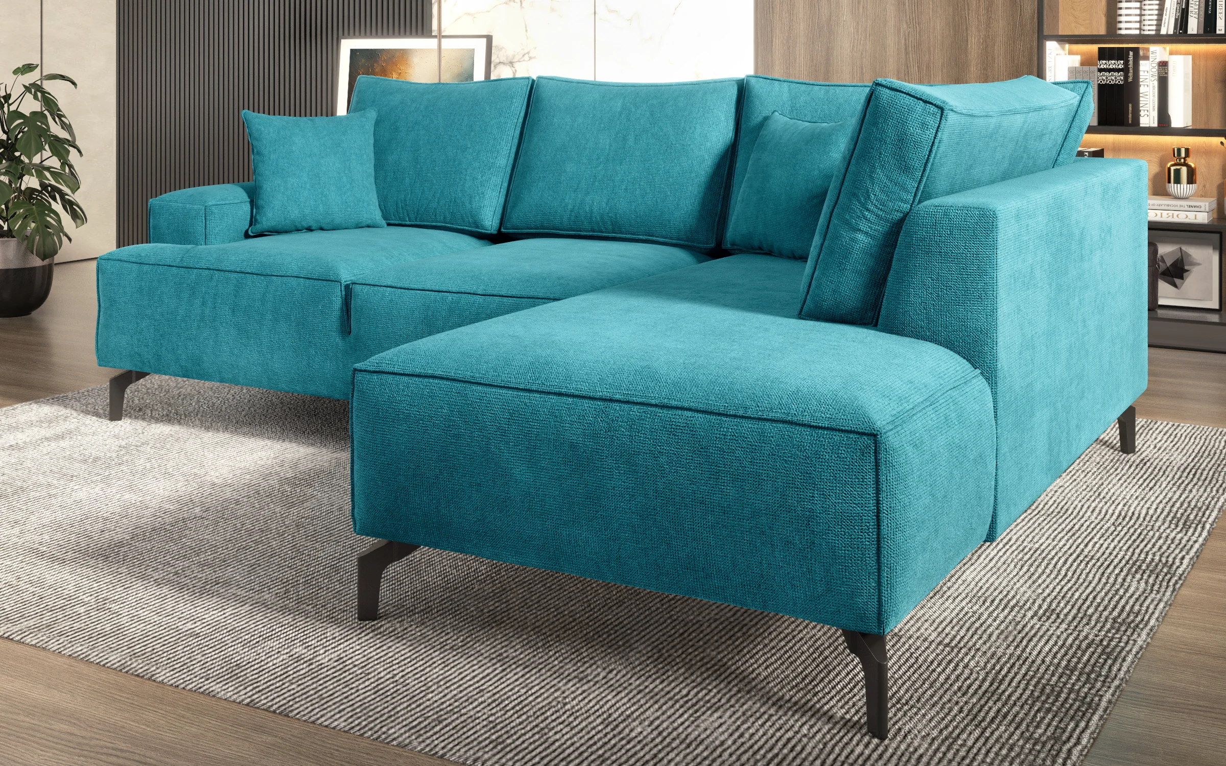 Modern Turquoise Corner Sofa - detail 5