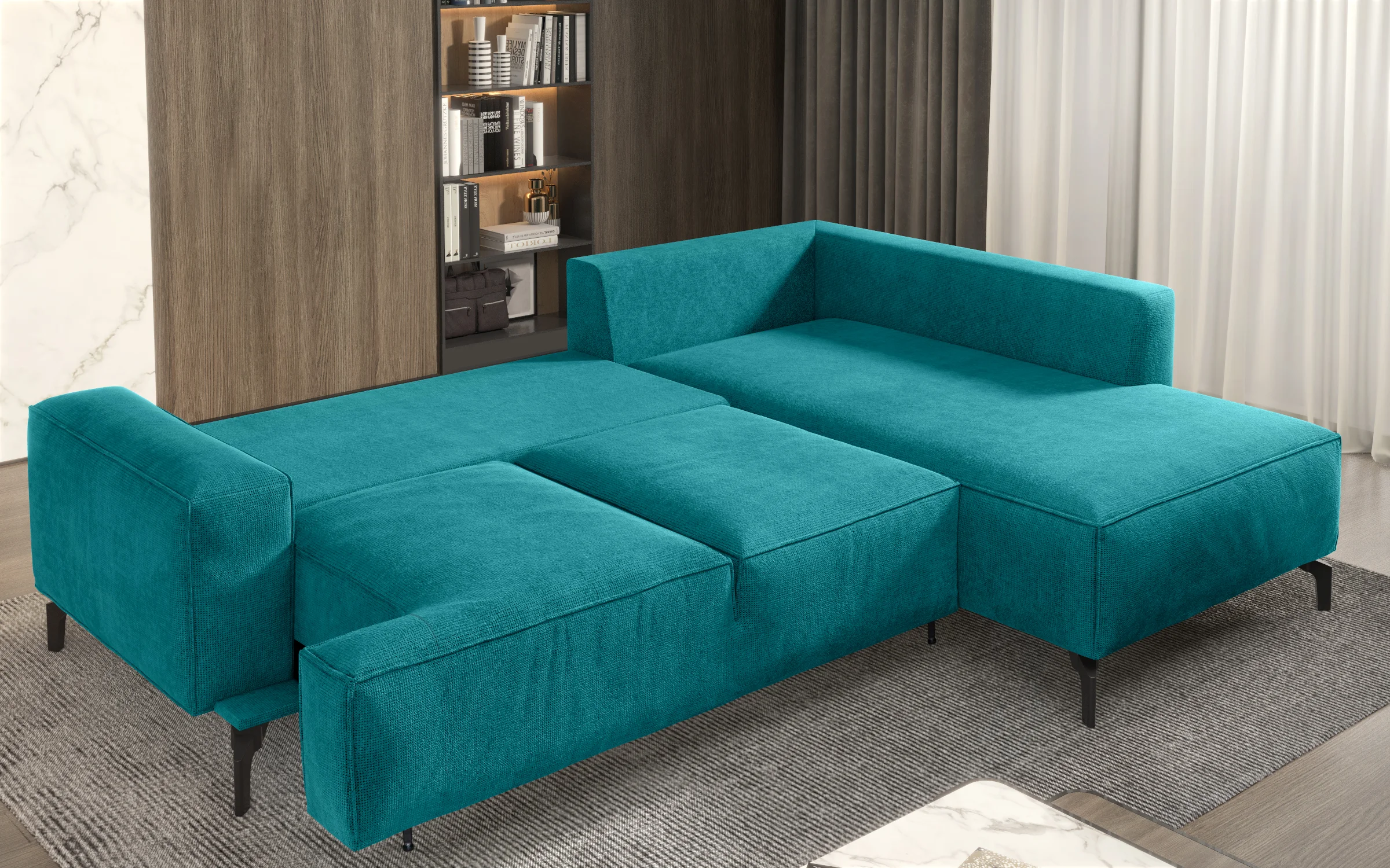 Modern Turquoise Corner Sofa - detail 6