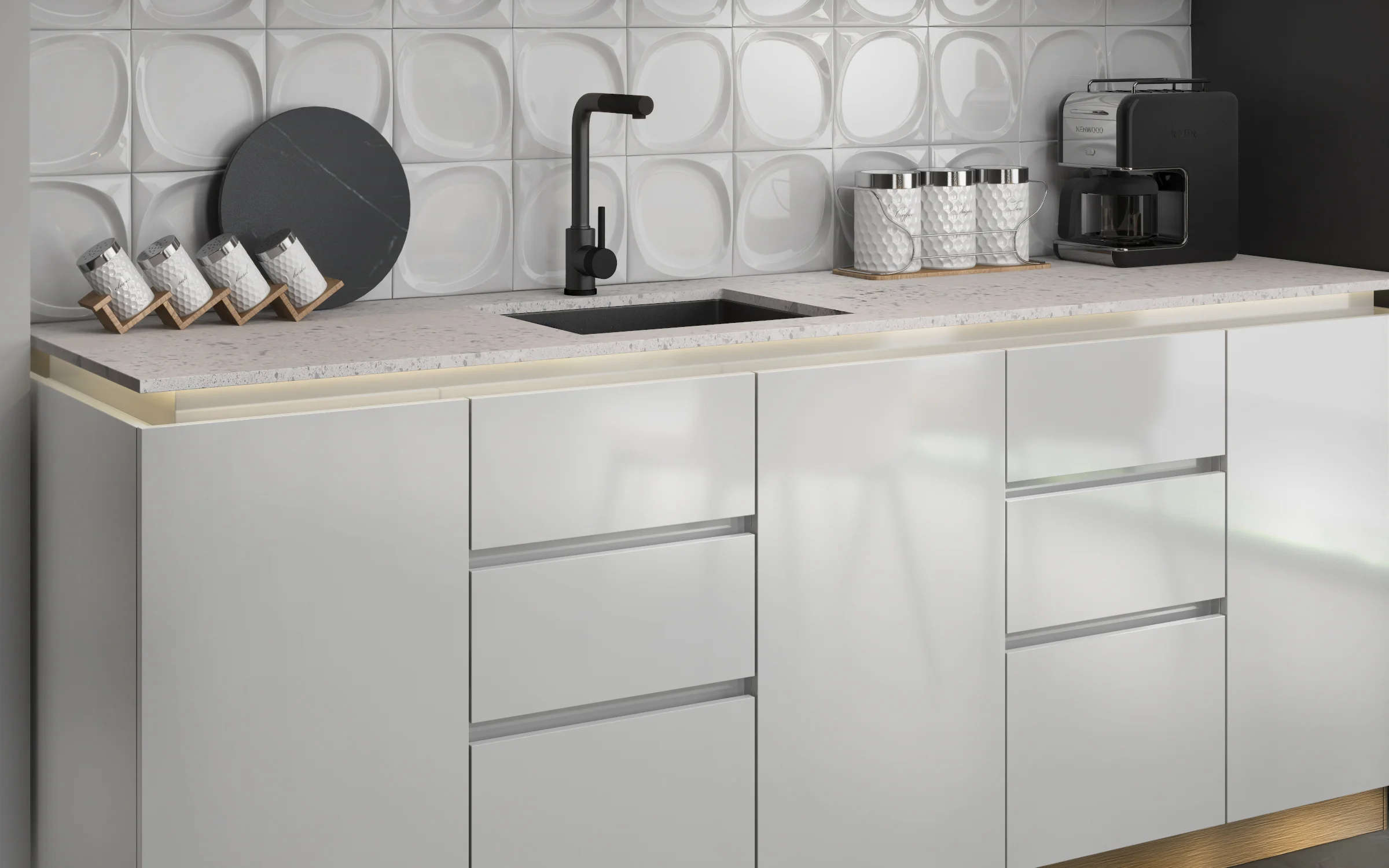 Modern Kitchen - Oak & White Gloss - detail 3