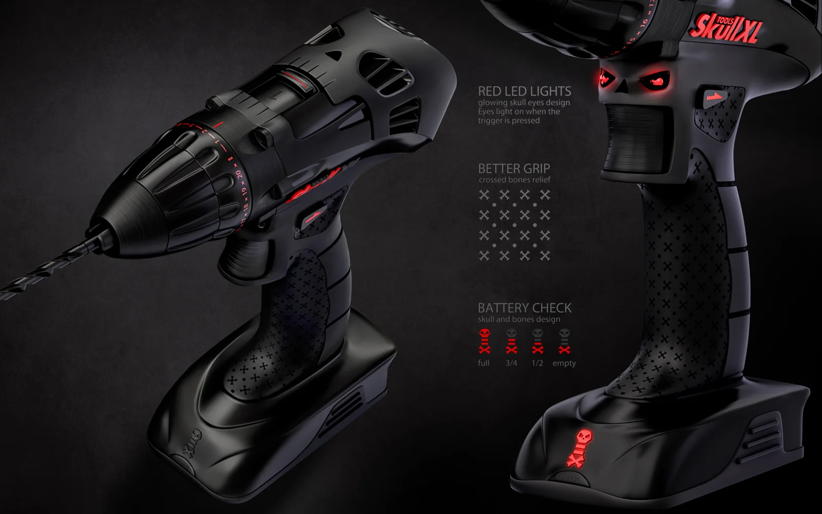 SkullXL Cordless Drill - Industrial Design - detail 3