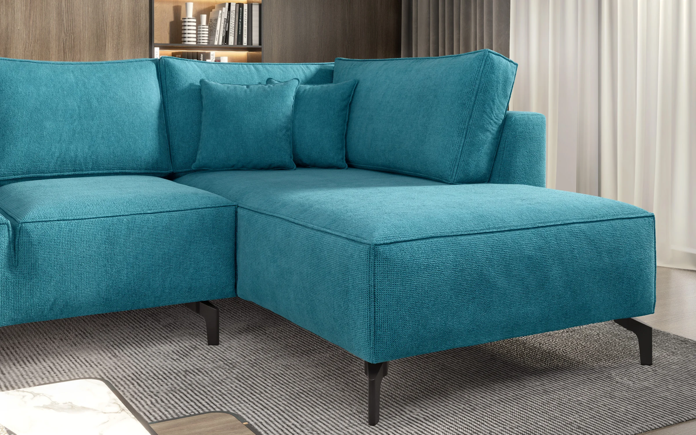 Modern Turquoise Corner Sofa - detail 3