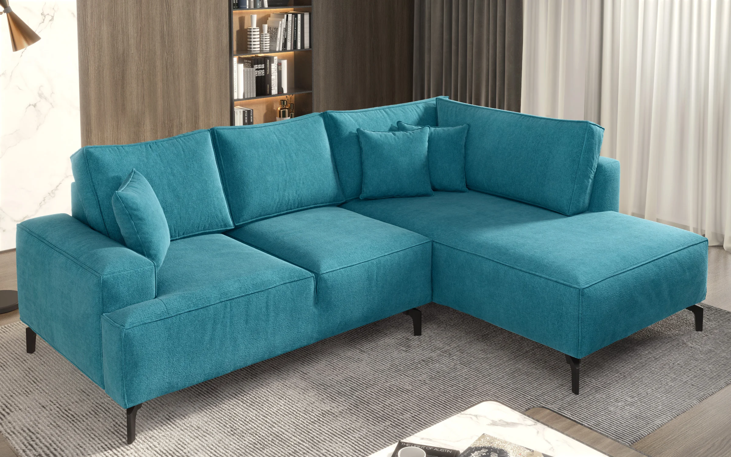 Modern Turquoise Corner Sofa - detail 2