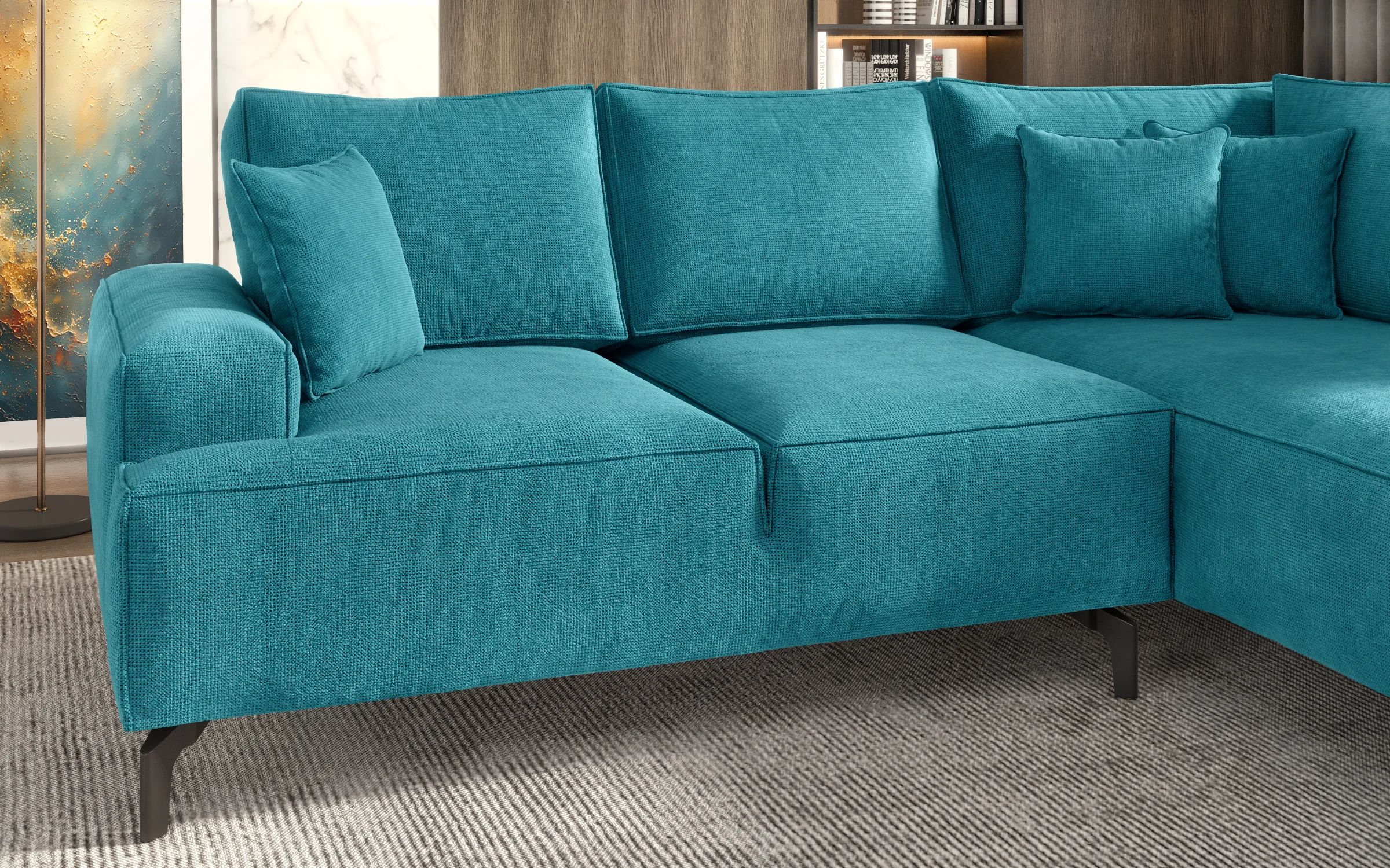 Modern Turquoise Corner Sofa - detail 4