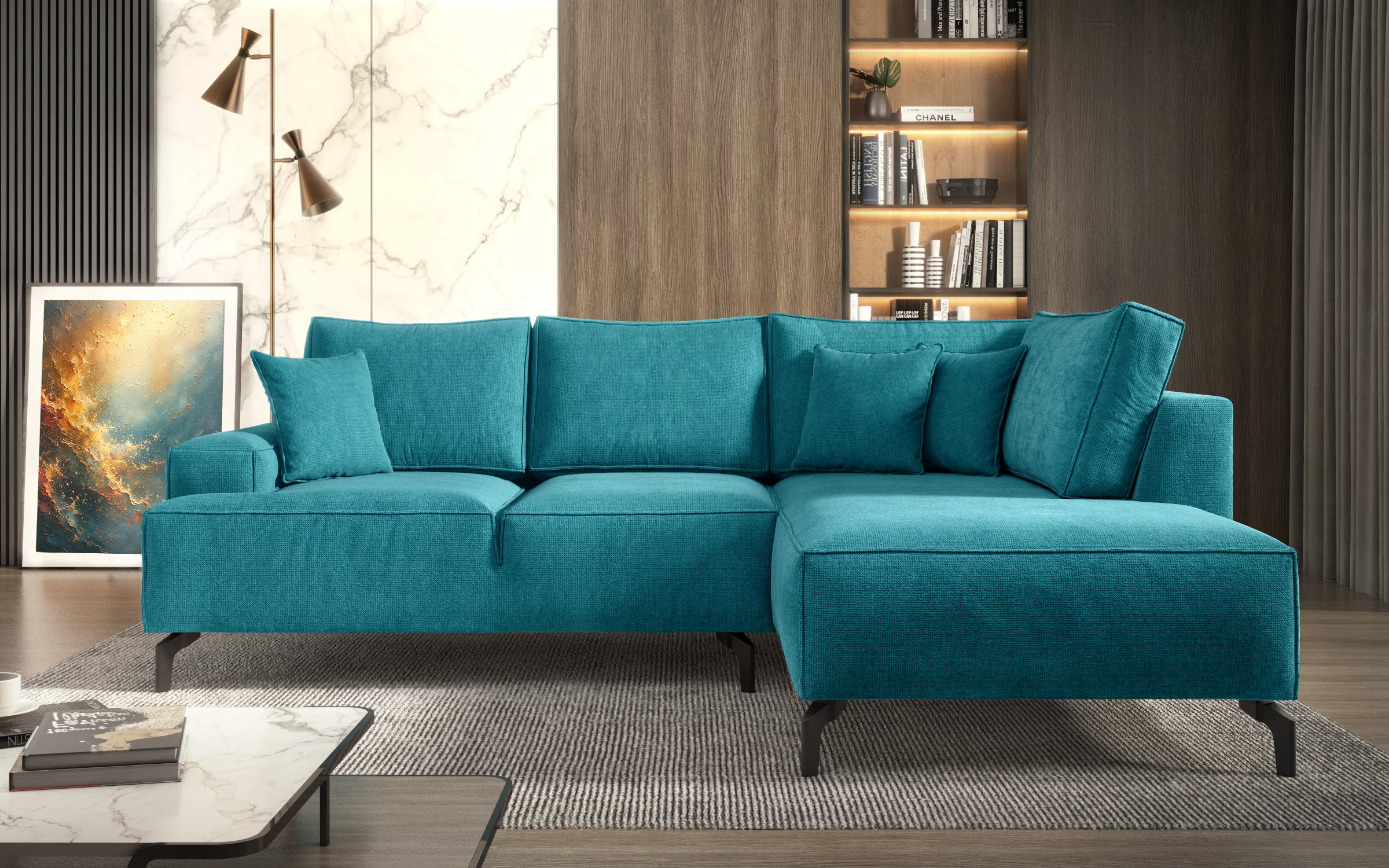 Modern Turquoise Corner Sofa - detail 1