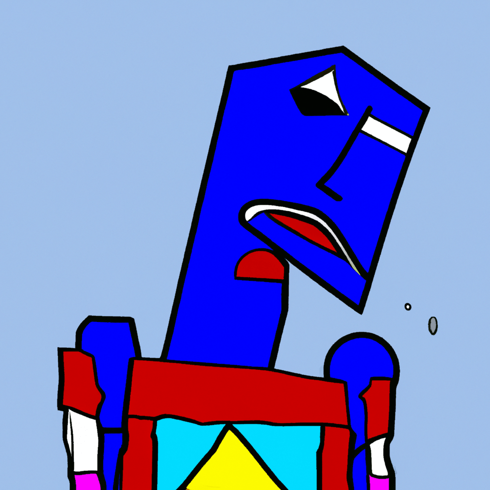 Dall-E generated image from the prompt "'Sad Robot' by Pablo Picasso"