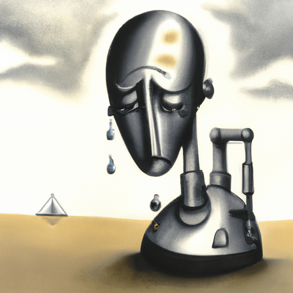 Dall-E generated image from the prompt "'Sad Robot' by Salvador Dali"