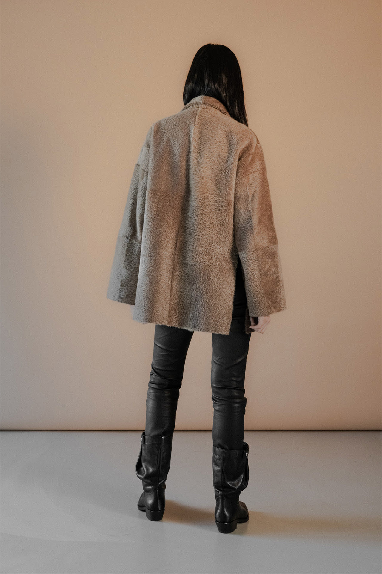 Ayasse Lammfellblazer wendbar caramello