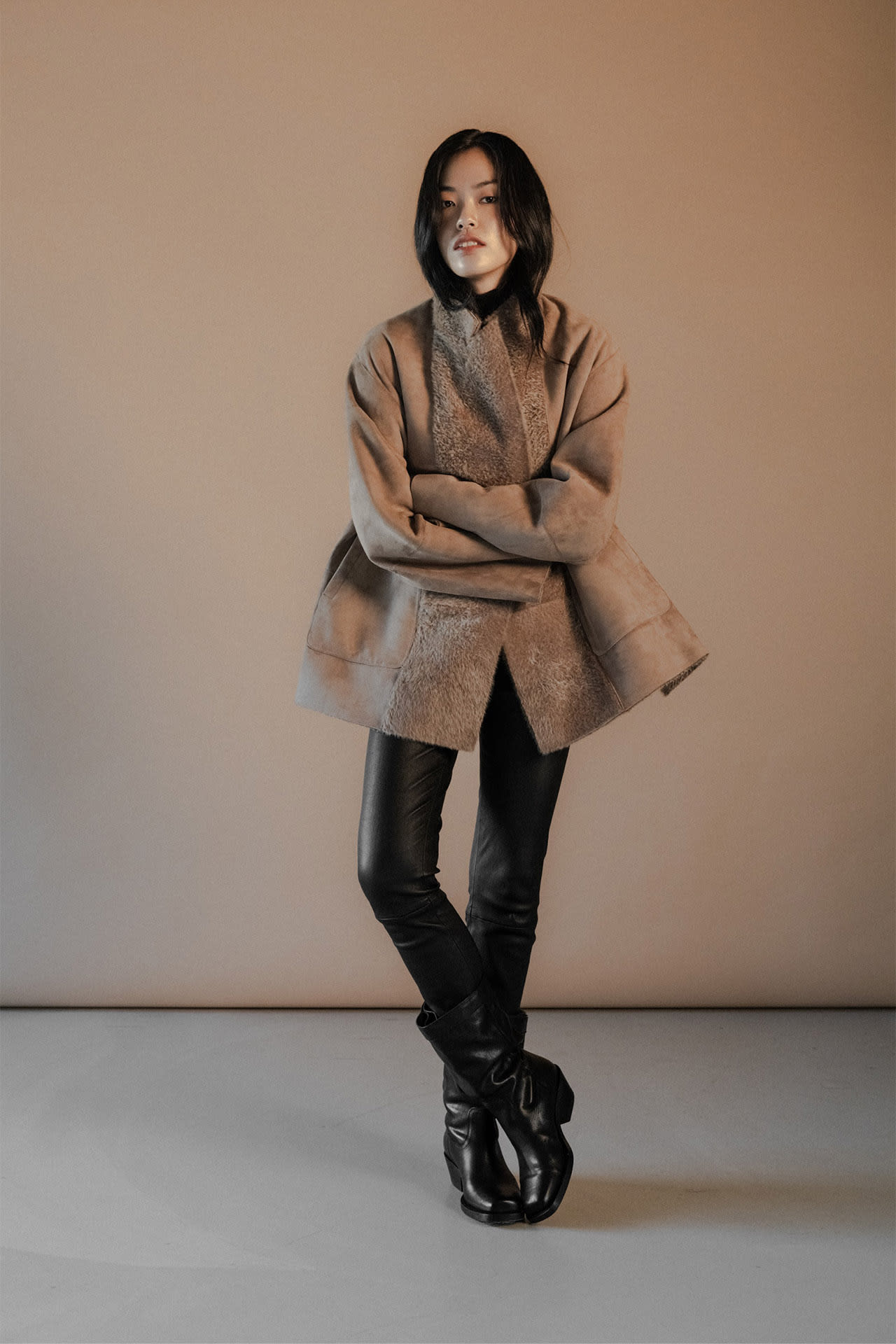 Ayasse Lammfellblazer wendbar caramello