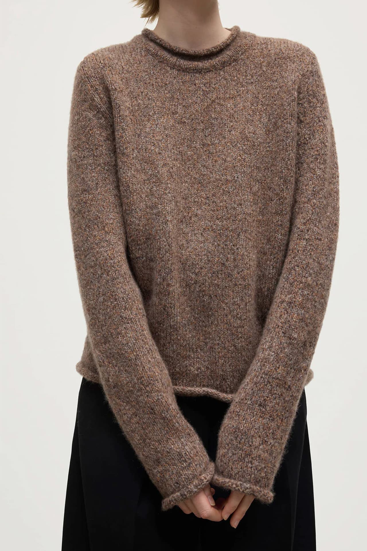 Johnstons of Elgin brushed round neck sweater cashmere/silk