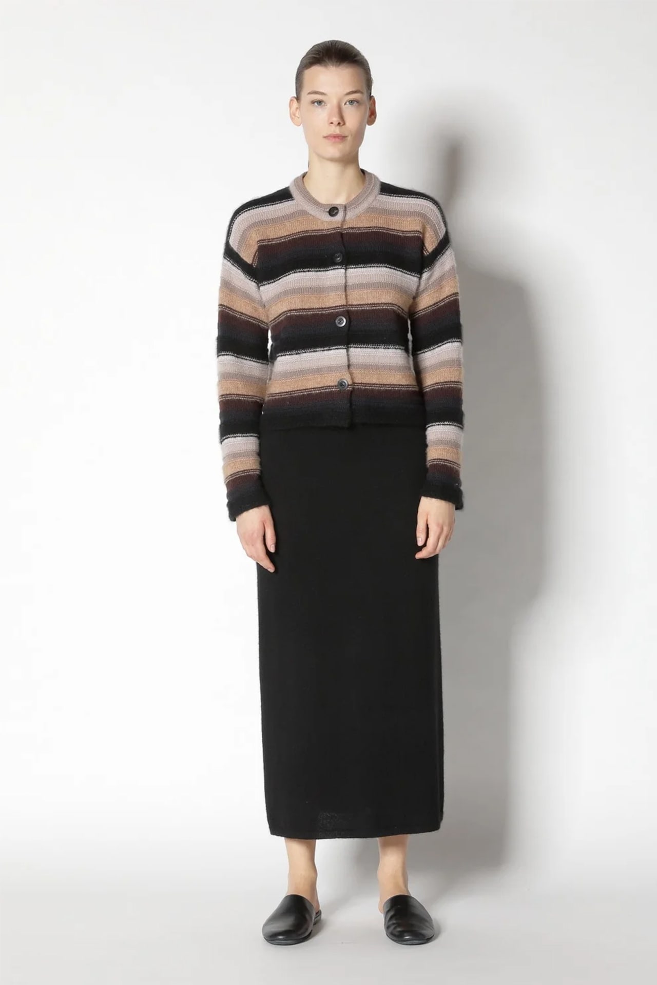 Sminfinity pure and fluffy striped crew jacket, cashmere/silk