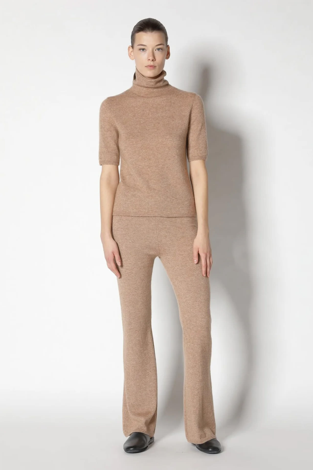 Sminfinity fluffy short sleeve turtle jumper, cashmere/silk