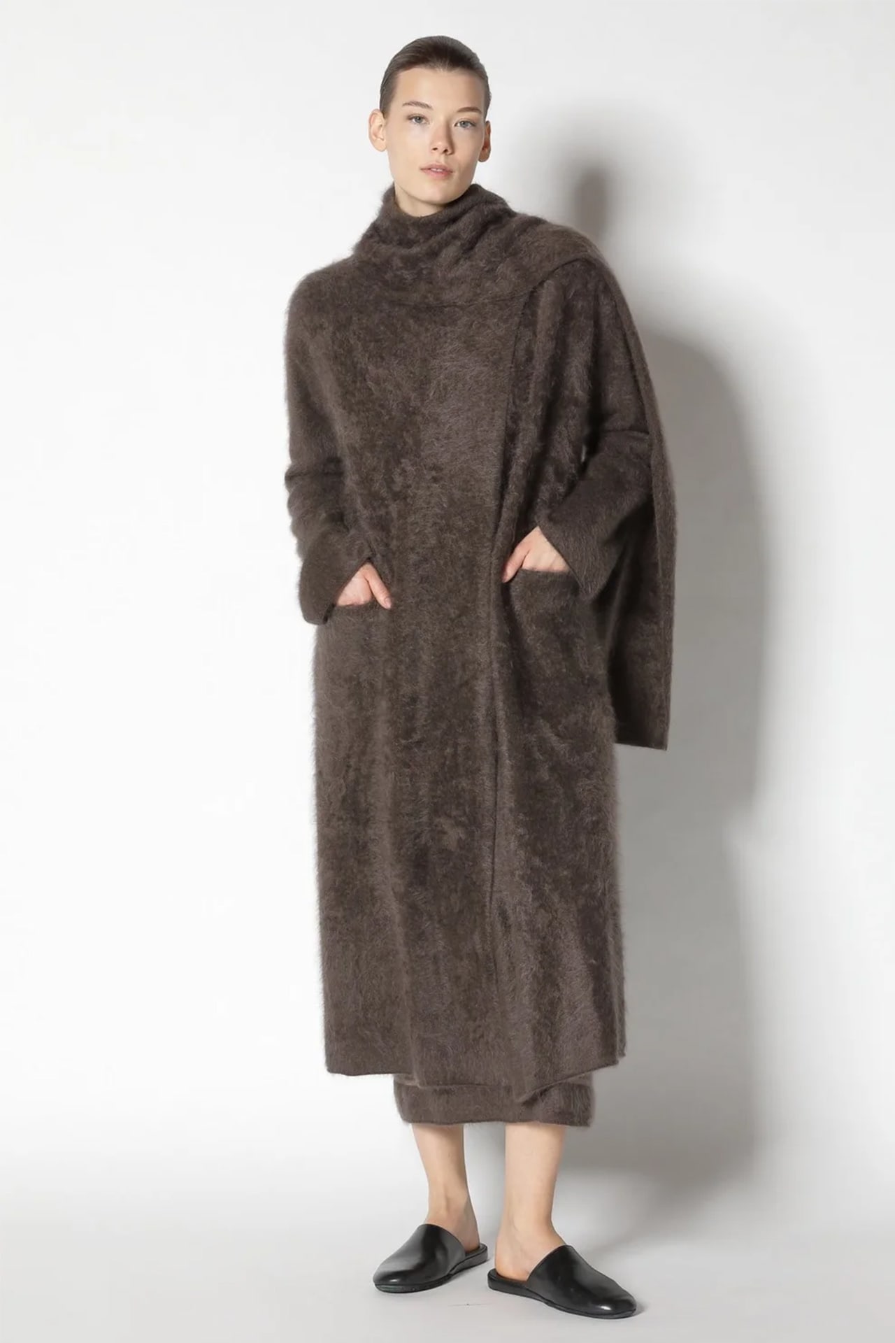 Sminfinity furry maxi scarf coat, Cashmere