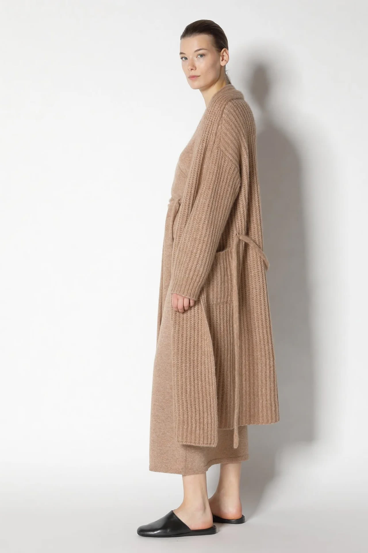 Sminfinity fluffy ribbed coat, cashmere