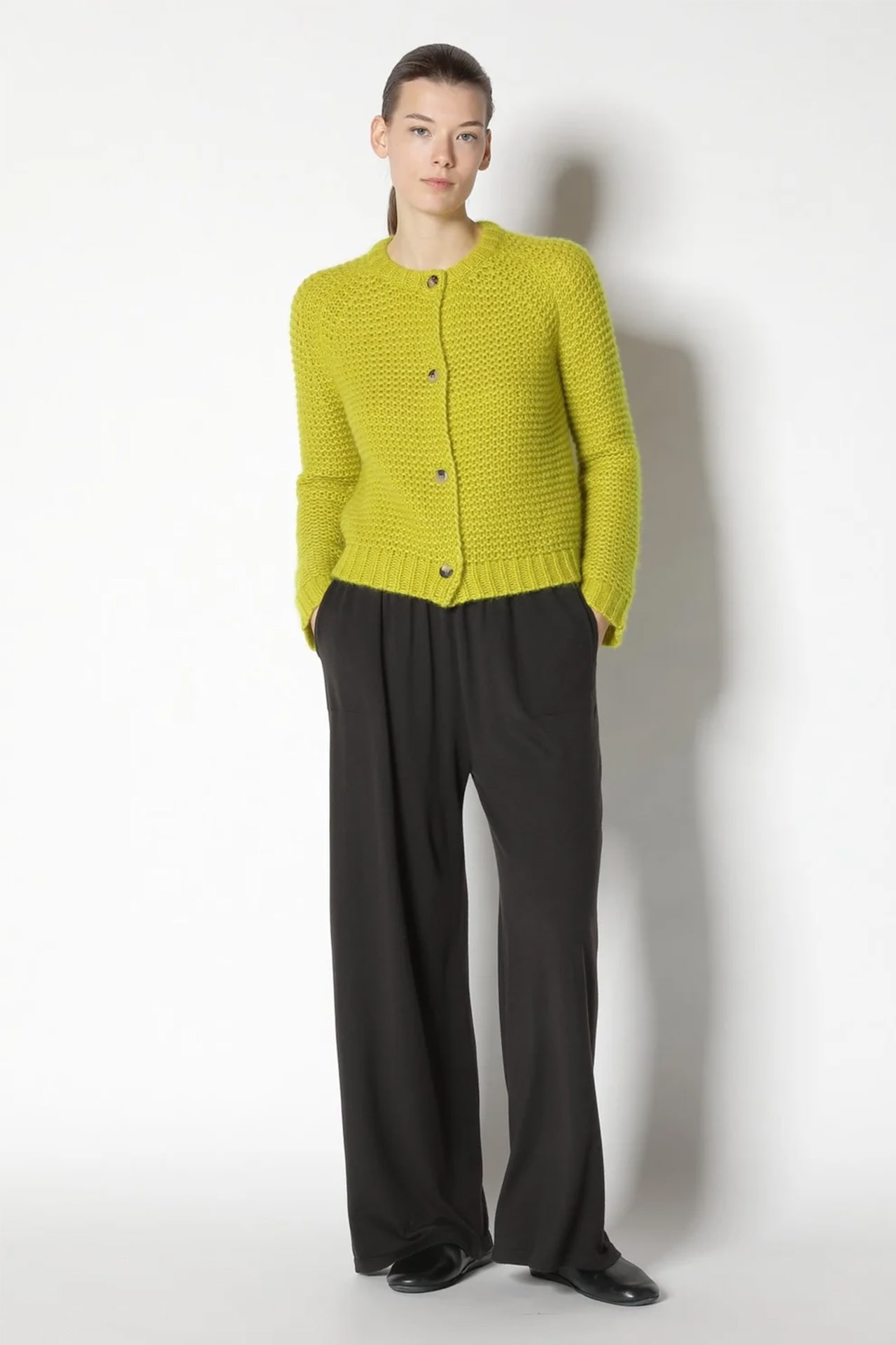 Sminfinity fluffy garter crew jacket, cashmere