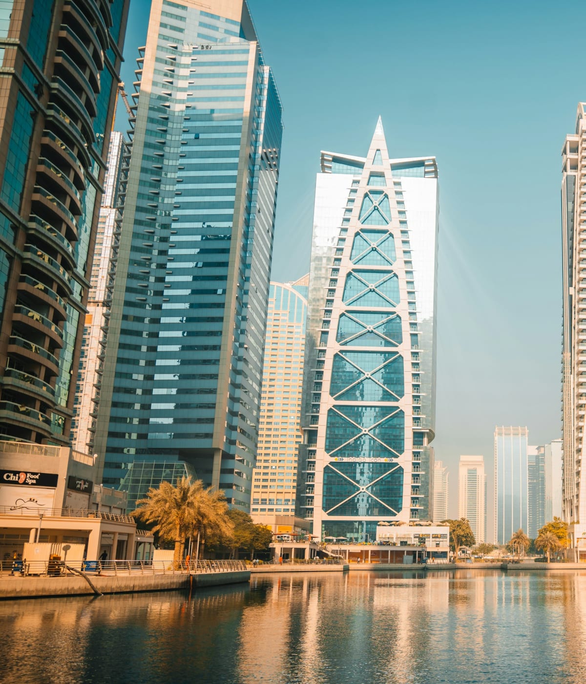 Modern waterfront architecture in Dubai