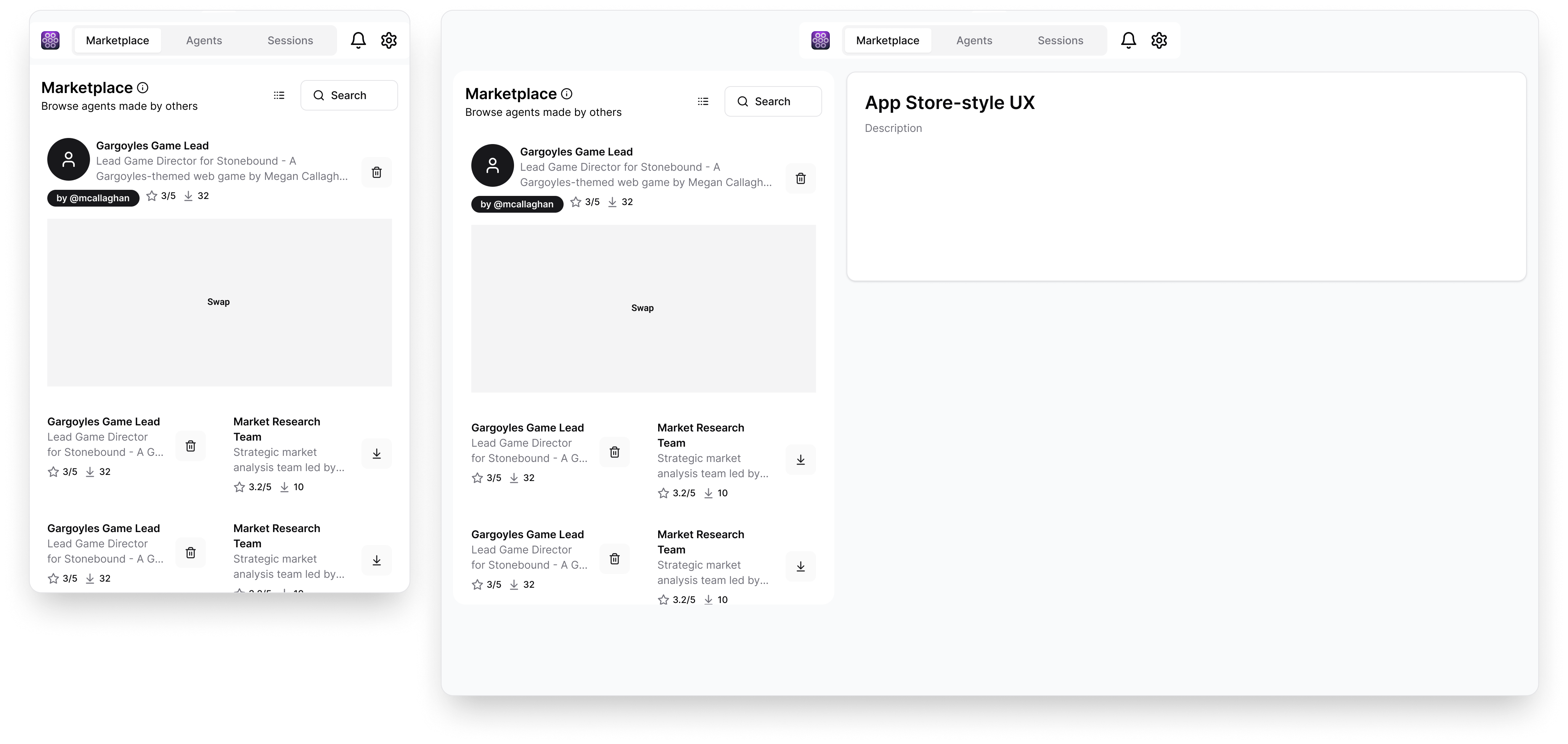 Widget expanded view