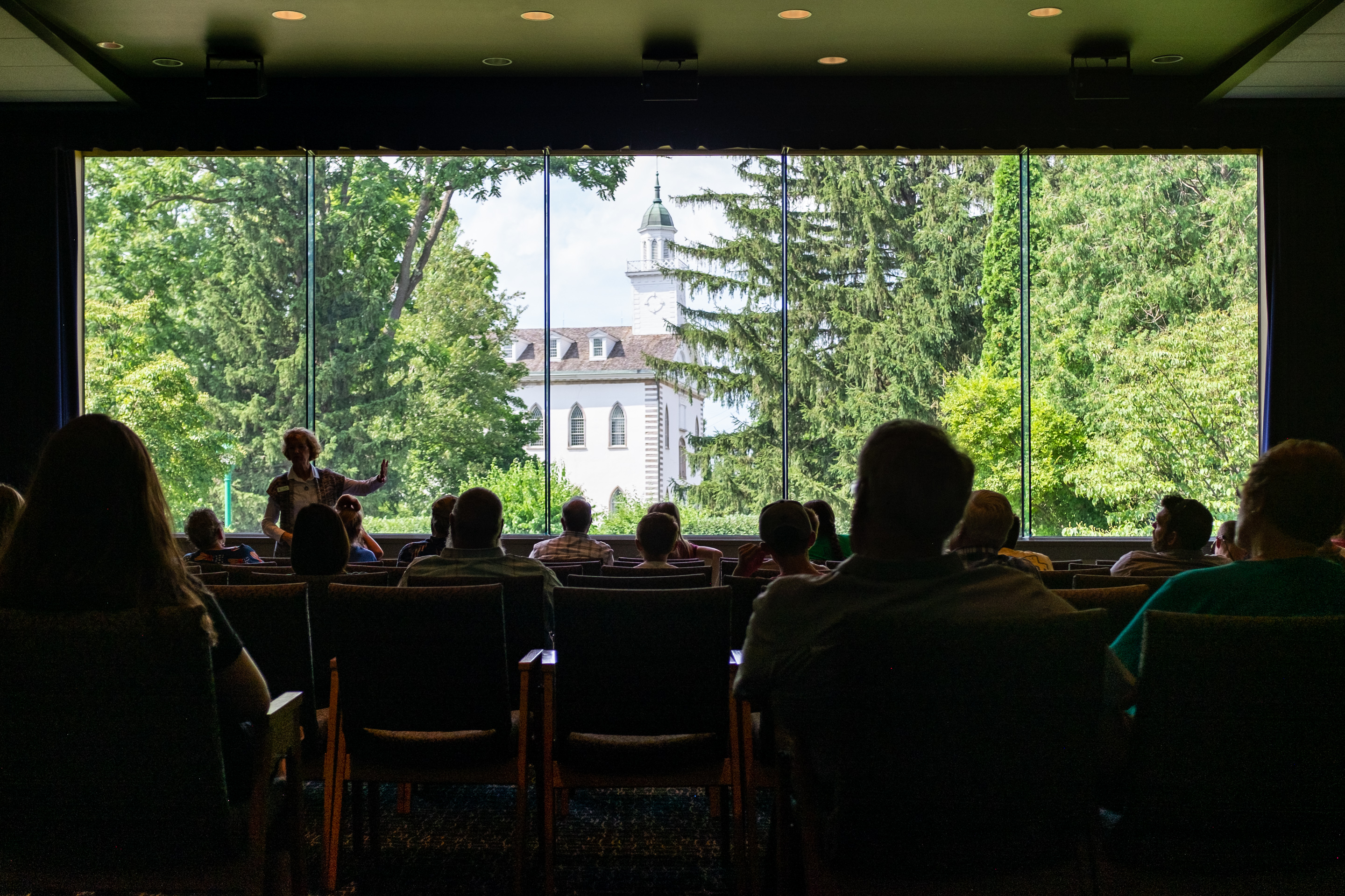 Historic Kirtland Temple viewed from Visitors' Center, Kirtland, OH, 2019