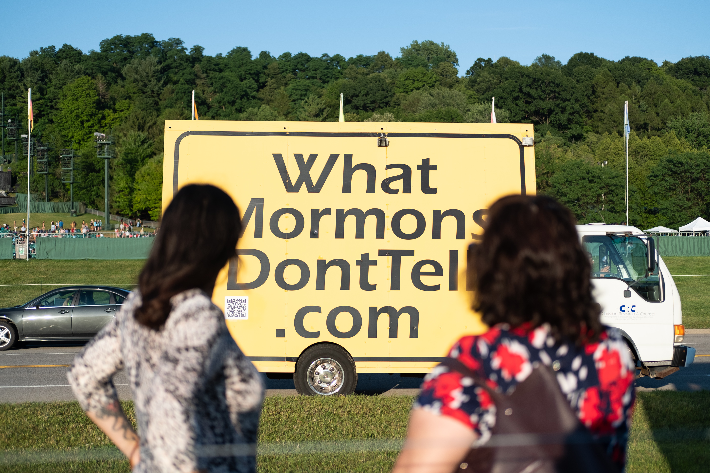 Protests outside Hill Cumorah Pagaent, Palmyra, NY, 2019