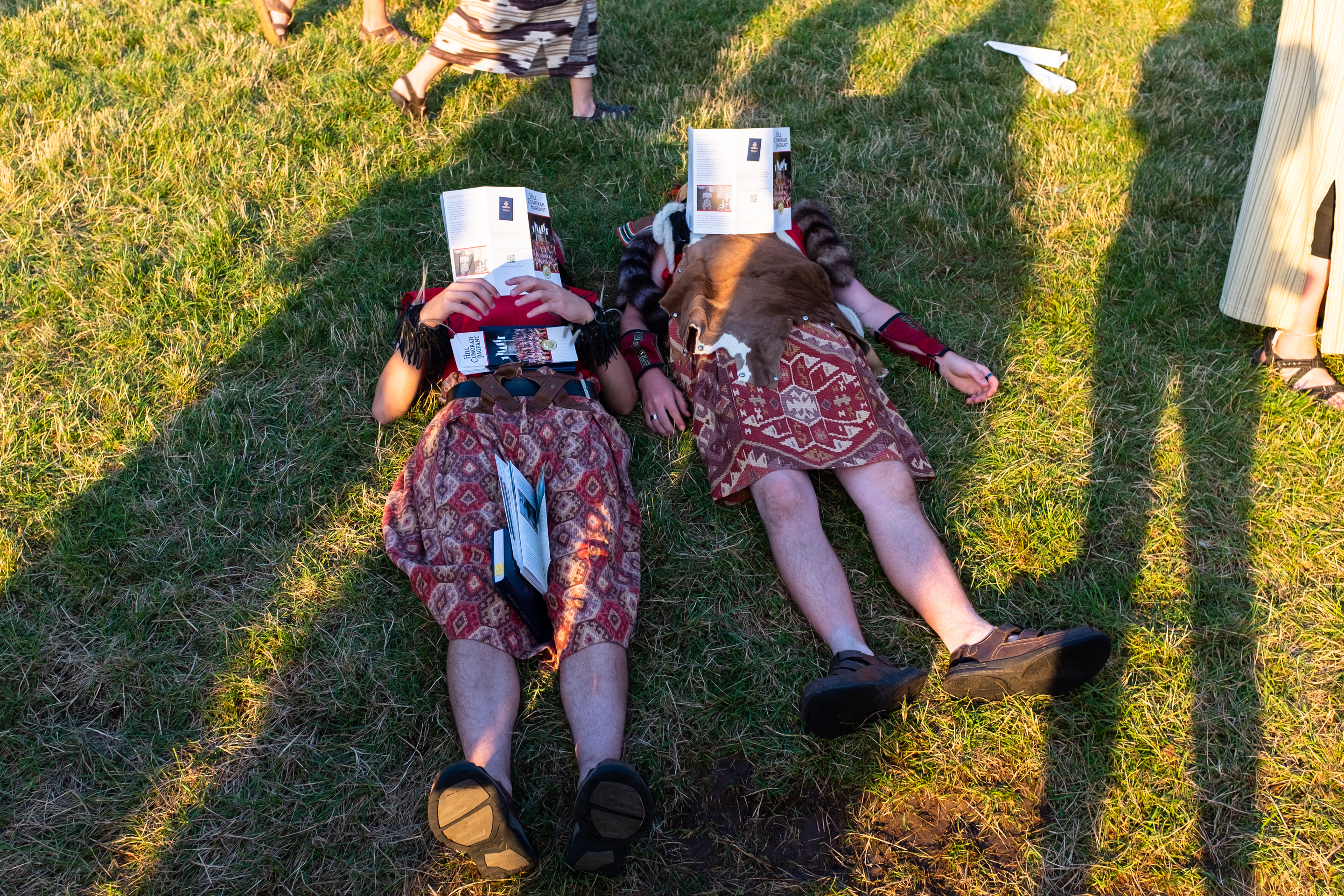 Hill Cumorah Pageant participants take a break, Palmyra, NY, 2019