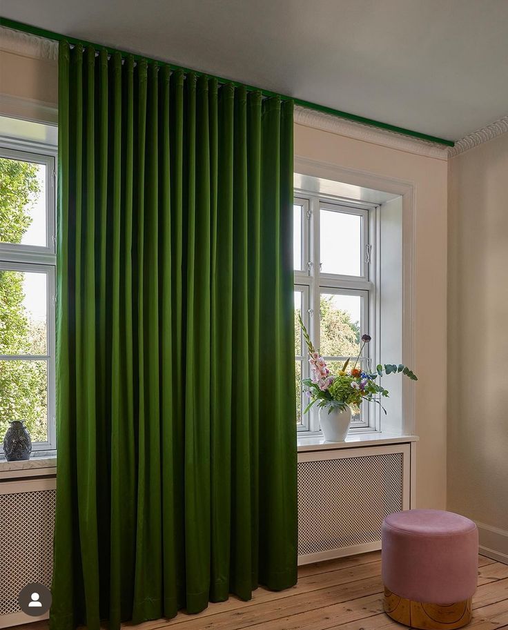Dark Green Velvet Curtains