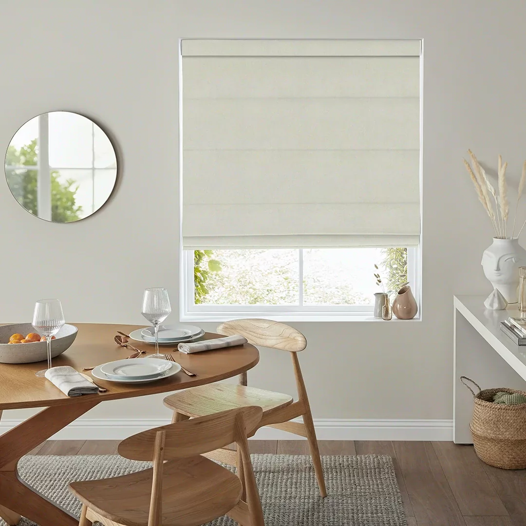white blackout roman shades
