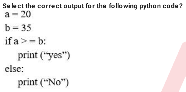 Select the correct output for the following python code?