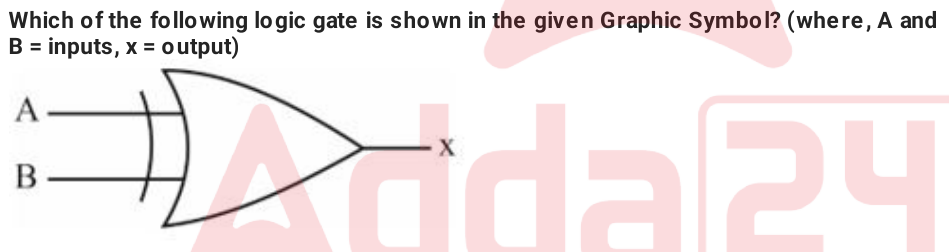Which of the following logic gate is shown in the given Graphic Symbol? (where, A and B = inputs, x = output)
