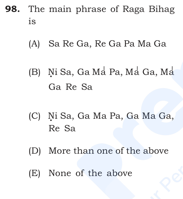The main phrase of Raga Bihag is