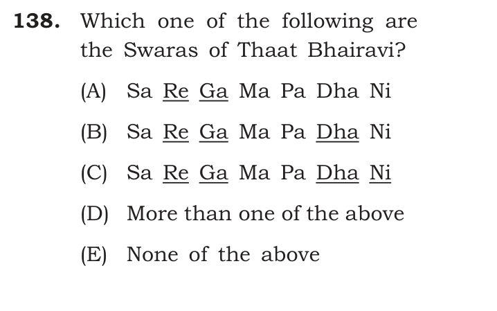 Which one of the following are the Swaras of Thaat Bhairavi?