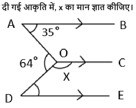 दी गई आकृति में , x का मान ज्ञात कीजिए।