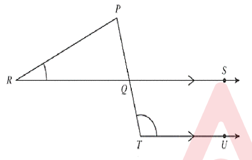 In the following figure, RS ∥ TU. Find the value of ∠ PQR − ∠ PRQ, if ∠ QTU + ∠ PRQ = 130° and ∠ RPQ = 80°.