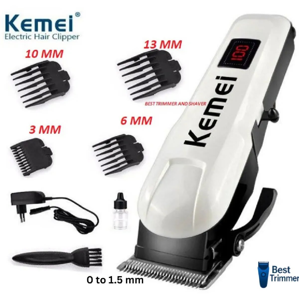 Kemei KM-809A Digital Professional Rechargeable Hair Clipper Trimmer - 2