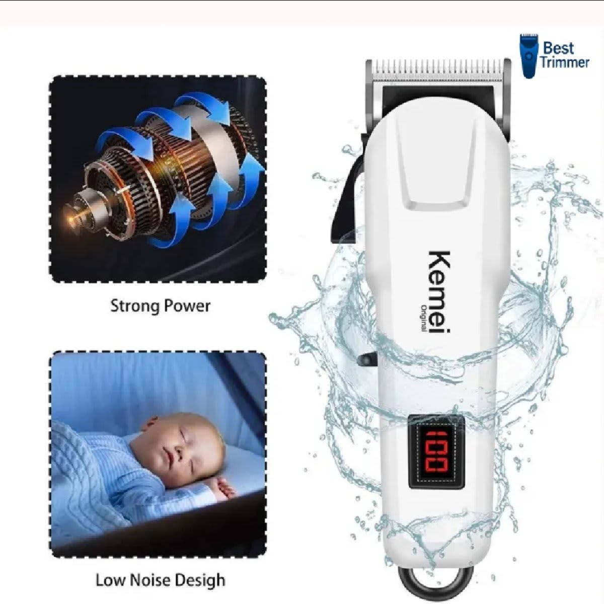 Kemei KM-809A Digital Professional Rechargeable Hair Clipper Trimmer - 5