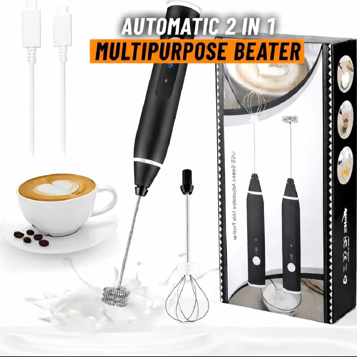 Electric Rechargeable Handheld Coffee Mixer & Milk