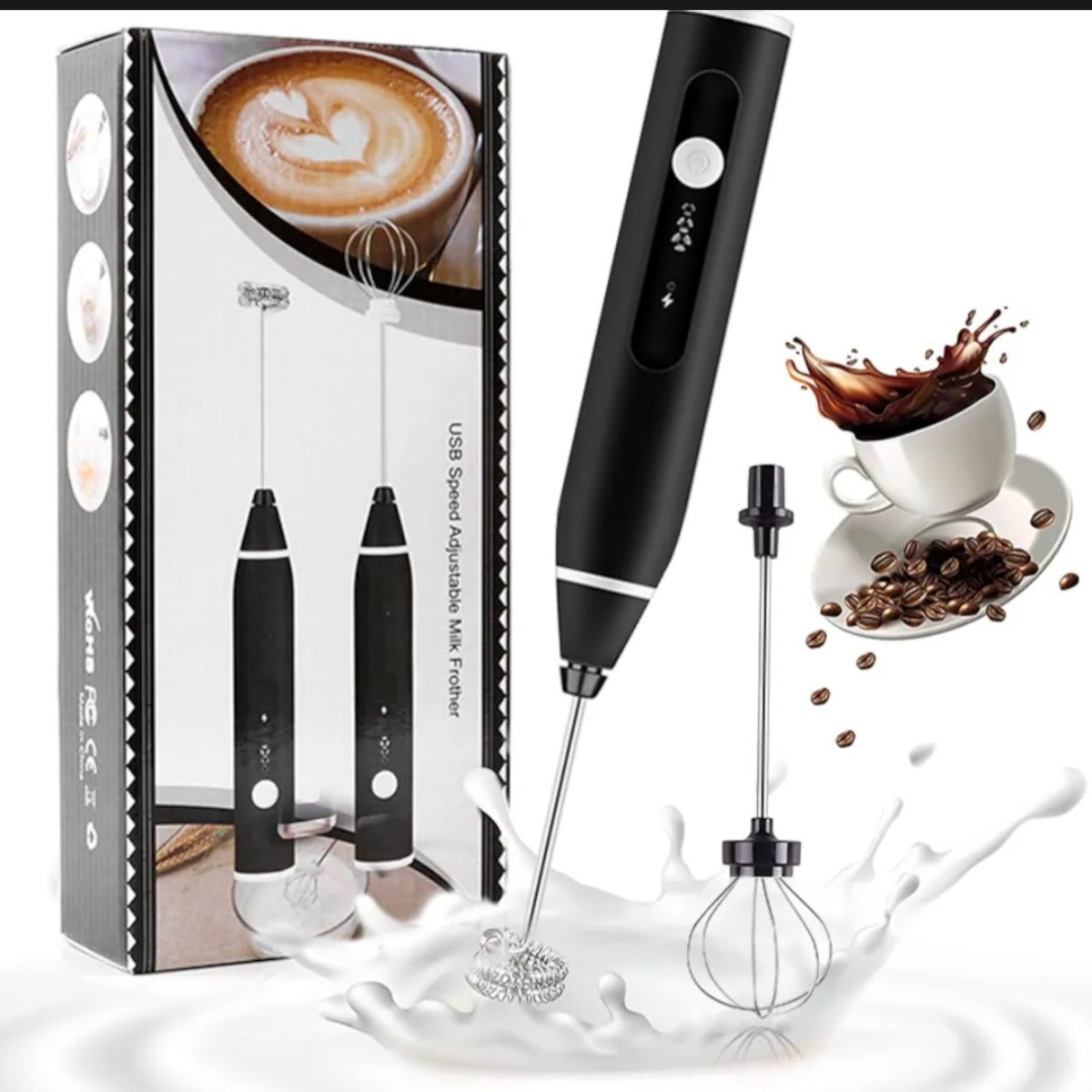 Electric Rechargeable Handheld Coffee Mixer & Milk - 3