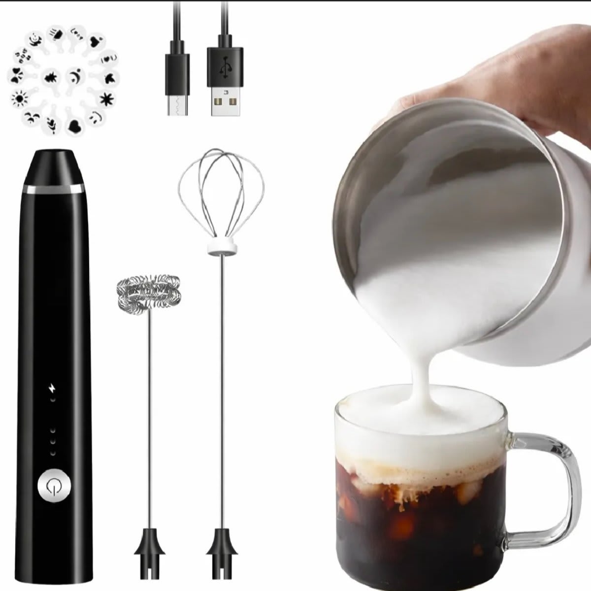 Electric Rechargeable Handheld Coffee Mixer & Milk Frother