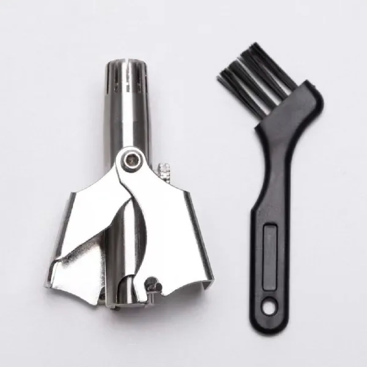 Manual Stainless Steel Nose Hair Trimmer - Painless & Safe Nose & Ear Hair Clipper with Cleaning Brush