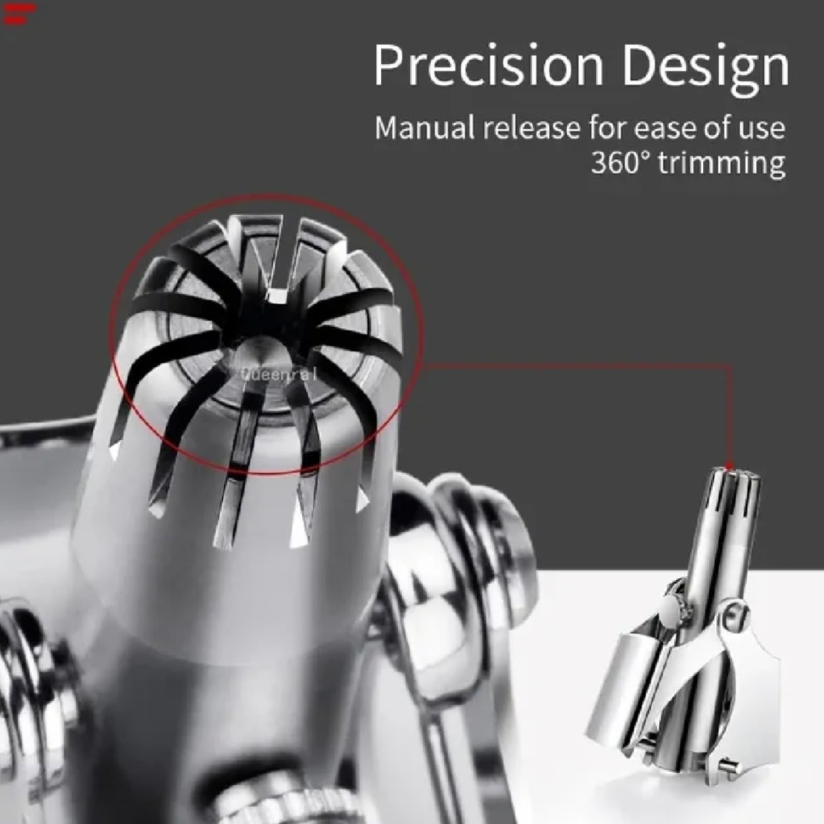Manual Stainless Steel Nose Hair Trimmer - Painless & Safe Nose & Ear Hair Clipper with Cleaning Brush - 4