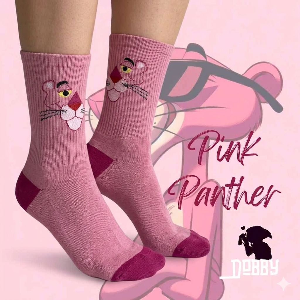 Pink Panther Ribbed Pink Socks