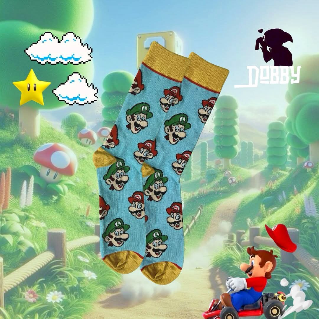 Mario Brothers Mario and Luigi Head Socks