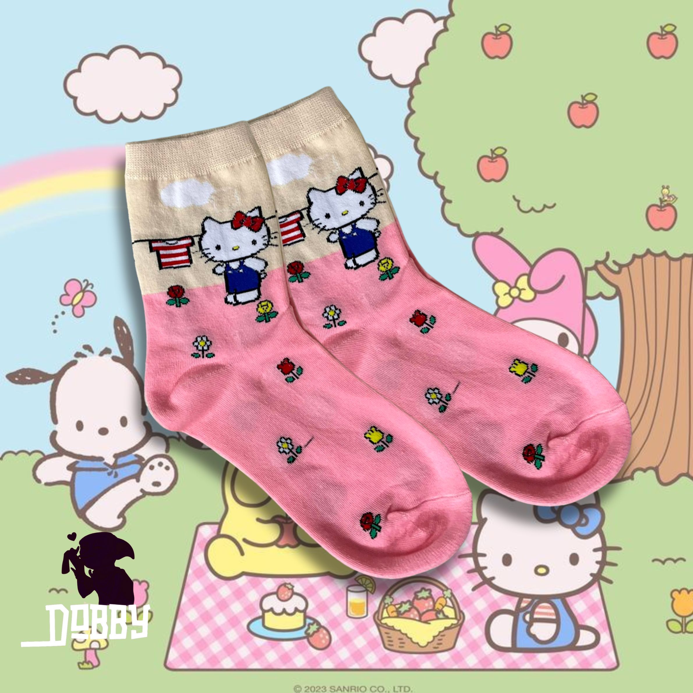 Sanrio Hello Kitty Garden Pink Socks
