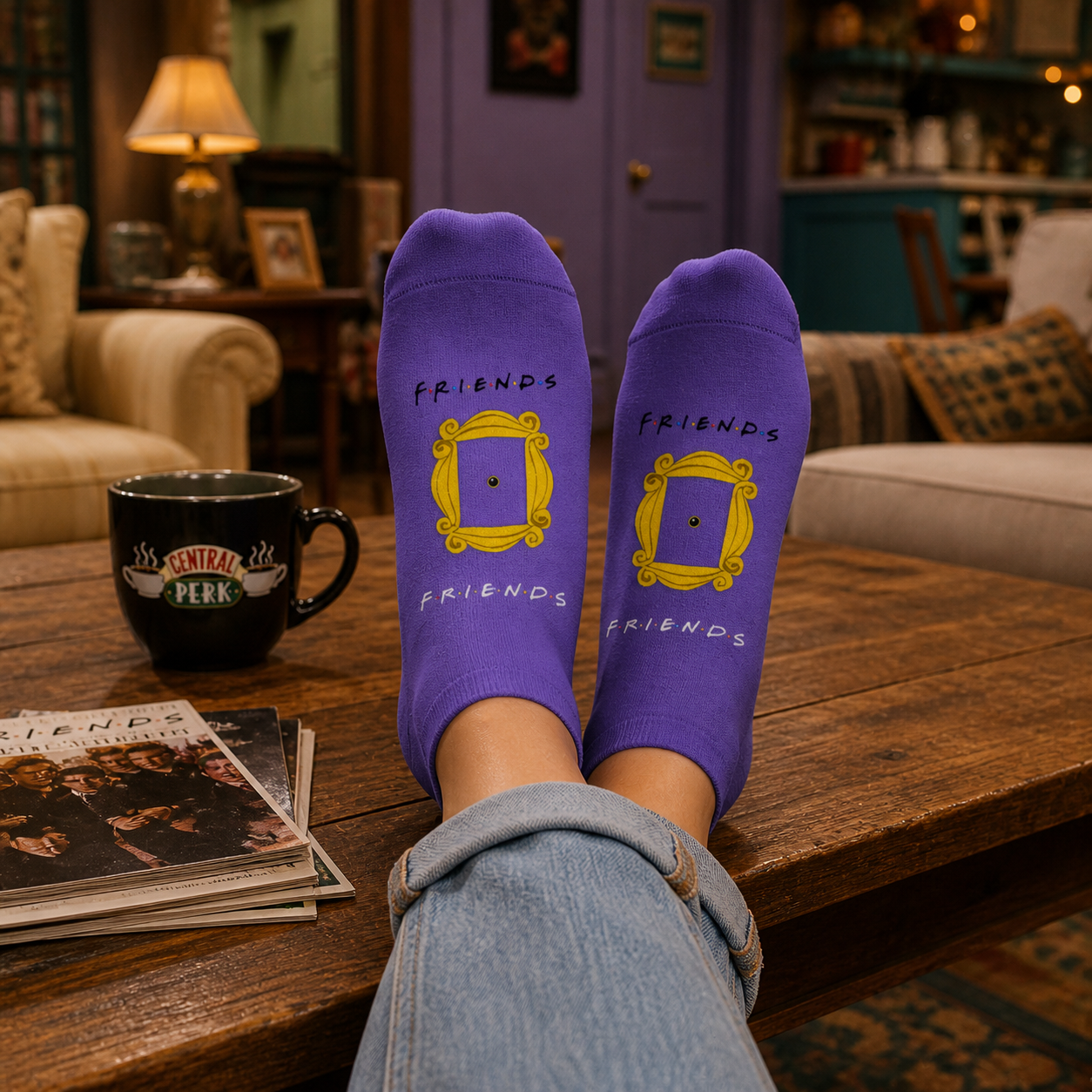 Friends TV Series Purple Ankle Socks