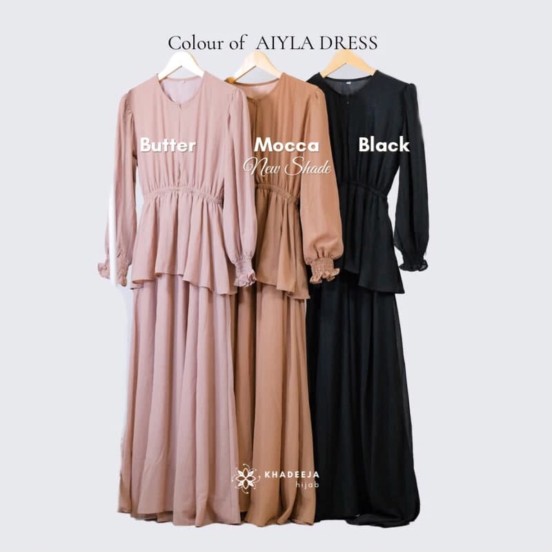 Khadeeja Hijab  AIYLA DRESS  Gamis Ceruty Premium Remaja Muslimah Set Pashmina 200x75