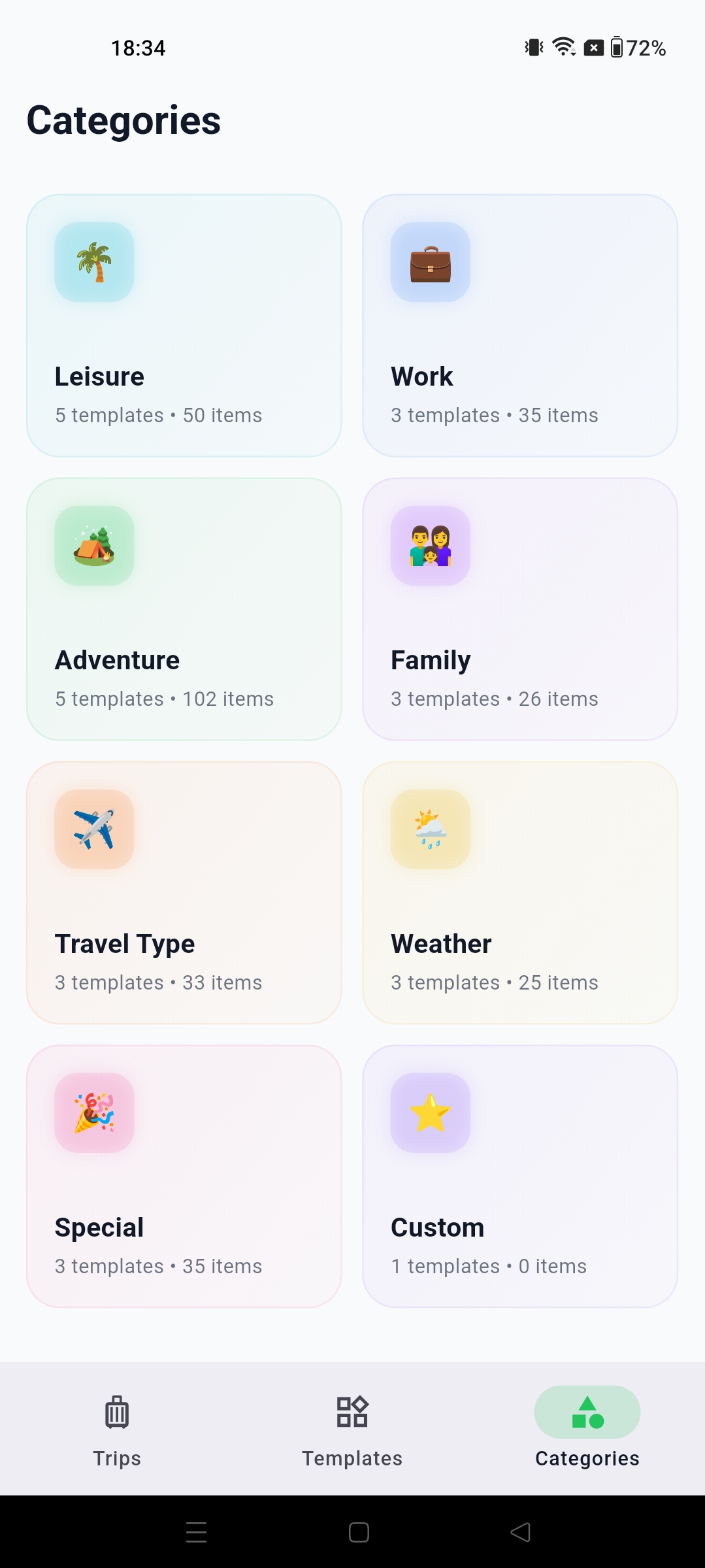 Smart Packing Categories