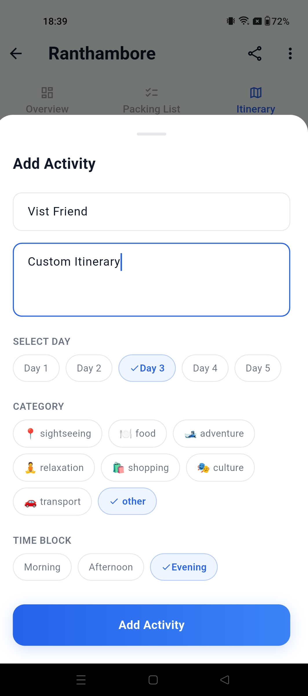 Custom Itinerary
