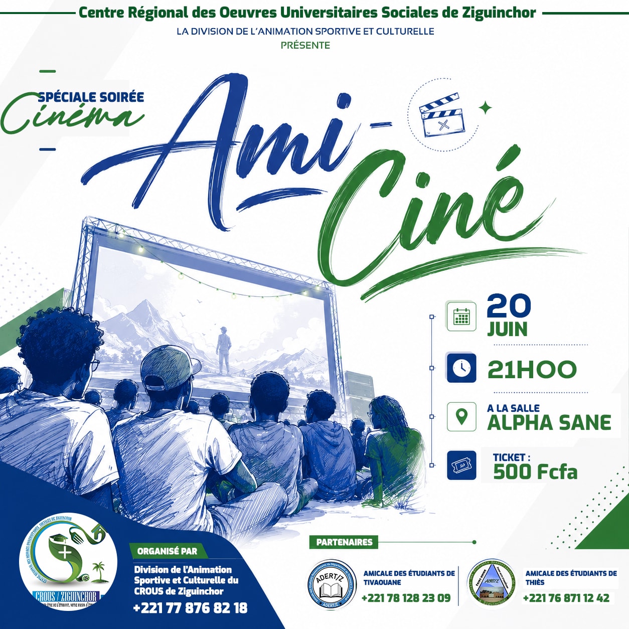 Ami-Ciné : le CROUS de Ziguinchor invite les étudiants à une soirée cinéma conviviale et culturelle