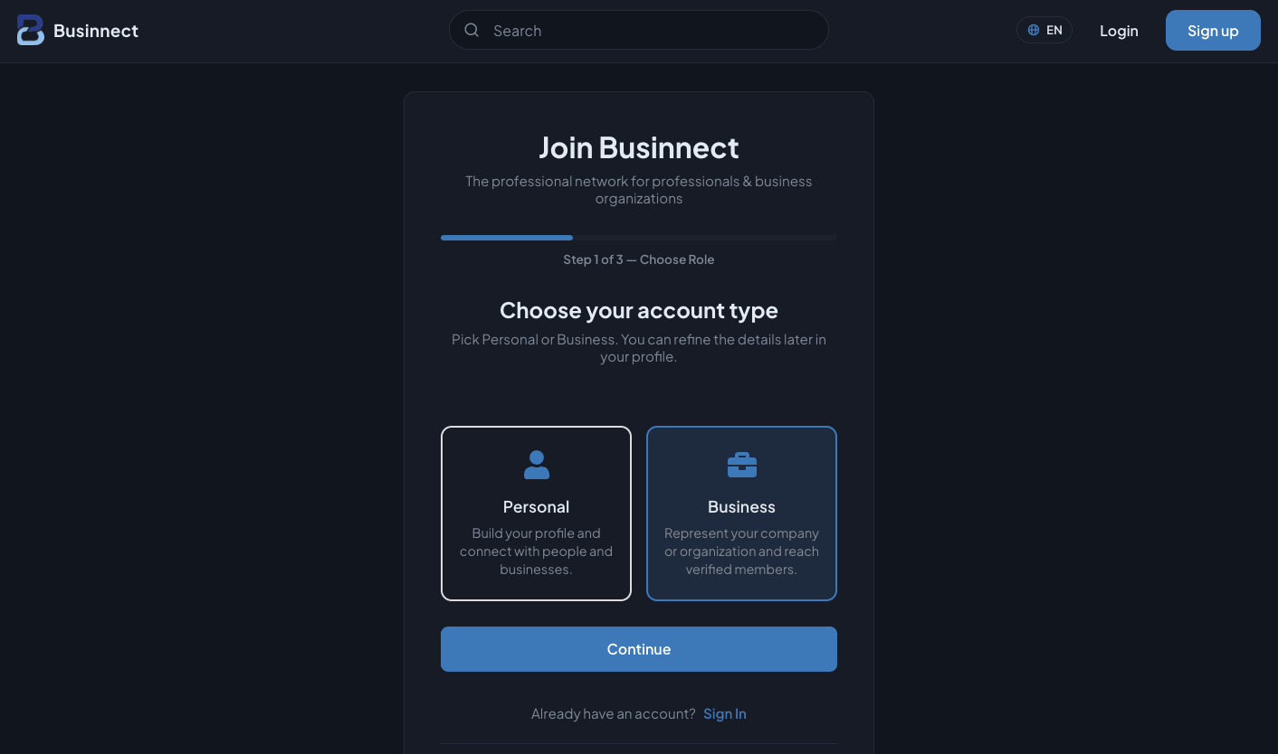 Businnect, All in One: Sign Up, List and Promote Your Products and Services, and Apply as a Partner