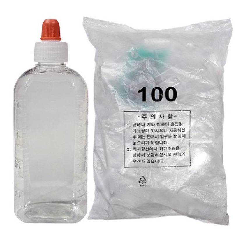 신영 국내생산 페트 투명 100cc 짧은마개 투약병, 100개